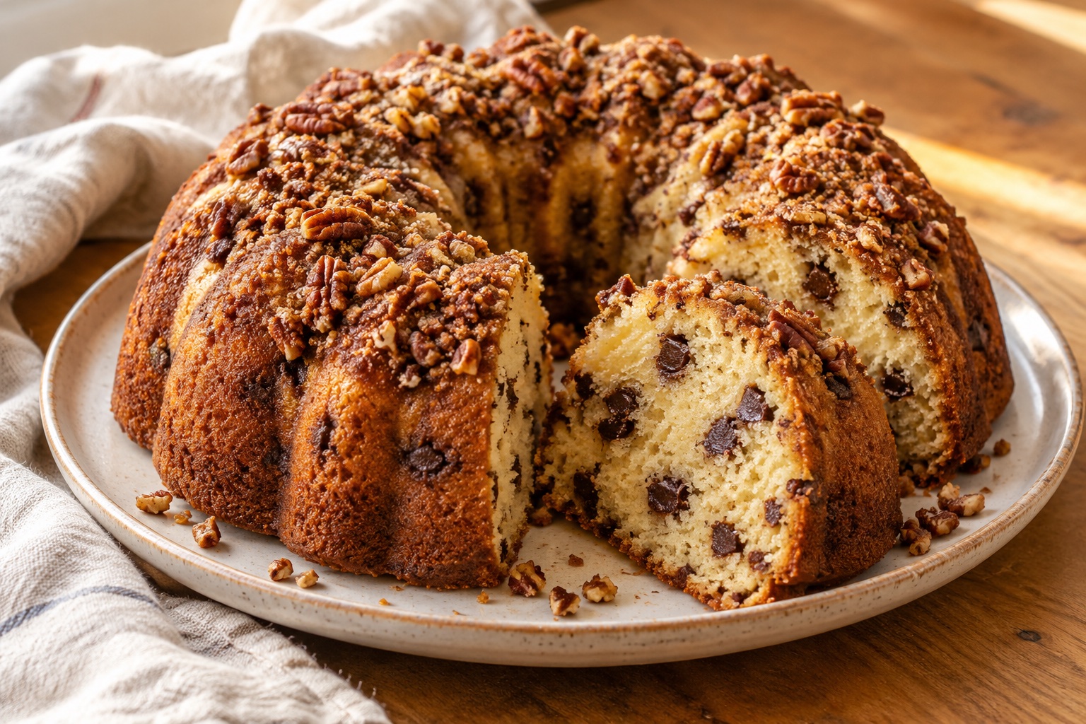 Chocolate Chip Cream Cheese Coffee Cake — AI-generated recipe illustration
