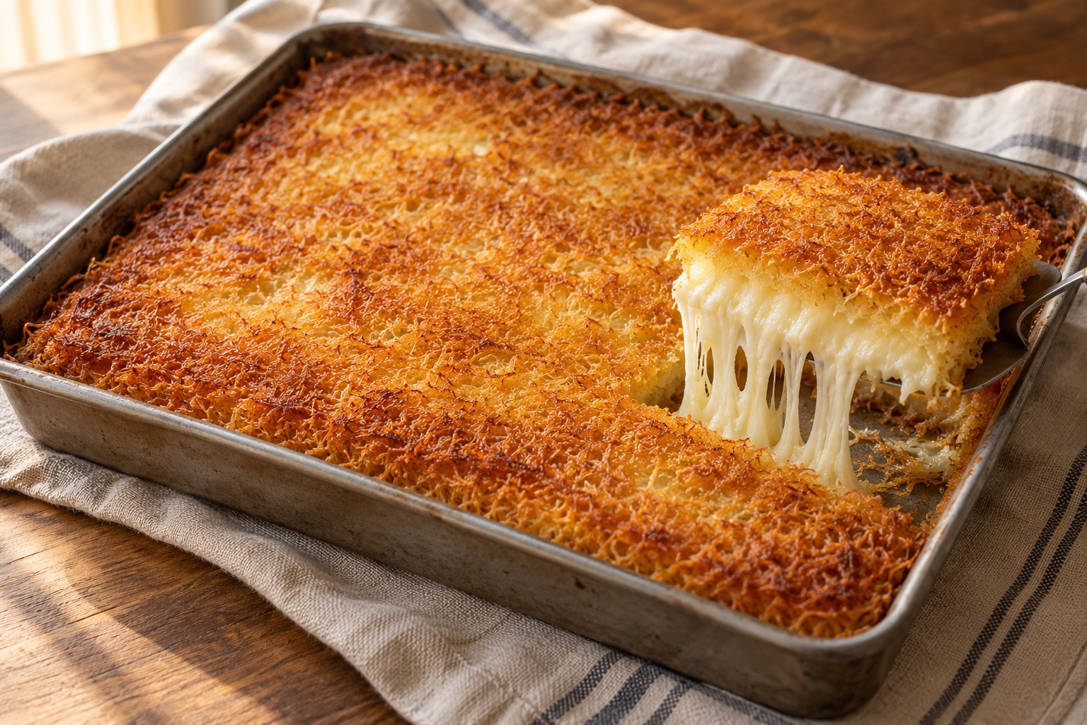 Knafeh (Middle Eastern Cheese Pastry) — AI-generated recipe illustration