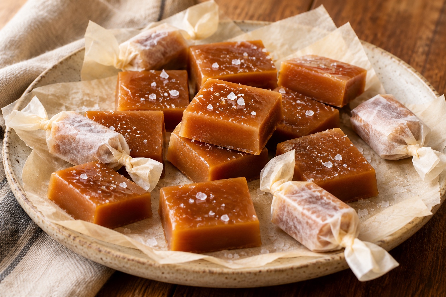 Sea Salt Honey Caramels — AI-generated recipe illustration