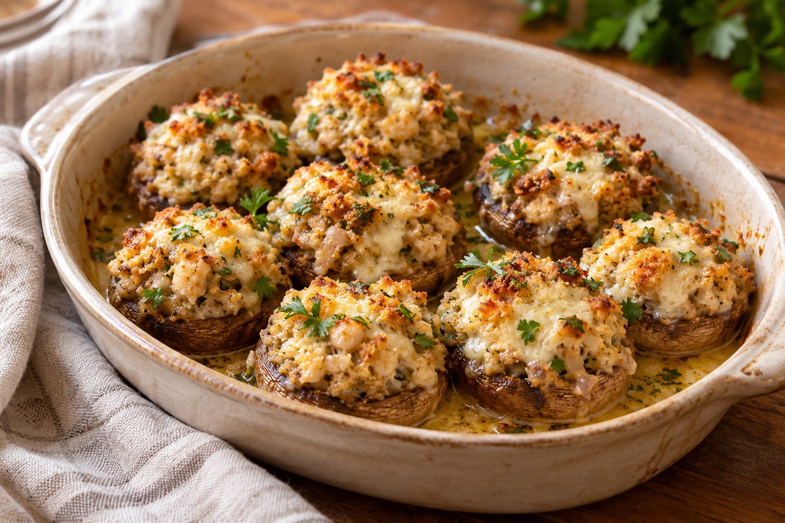 Olive Garden’s Stuffed Mushrooms — AI-generated recipe illustration